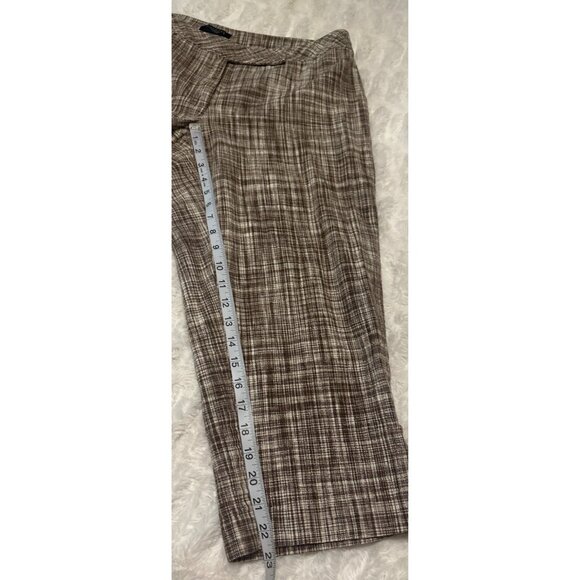 Talbot's Woman Capri Pants Brown & White Plaid Print Linen Blend Women Size 14W - Picture 10 of 16